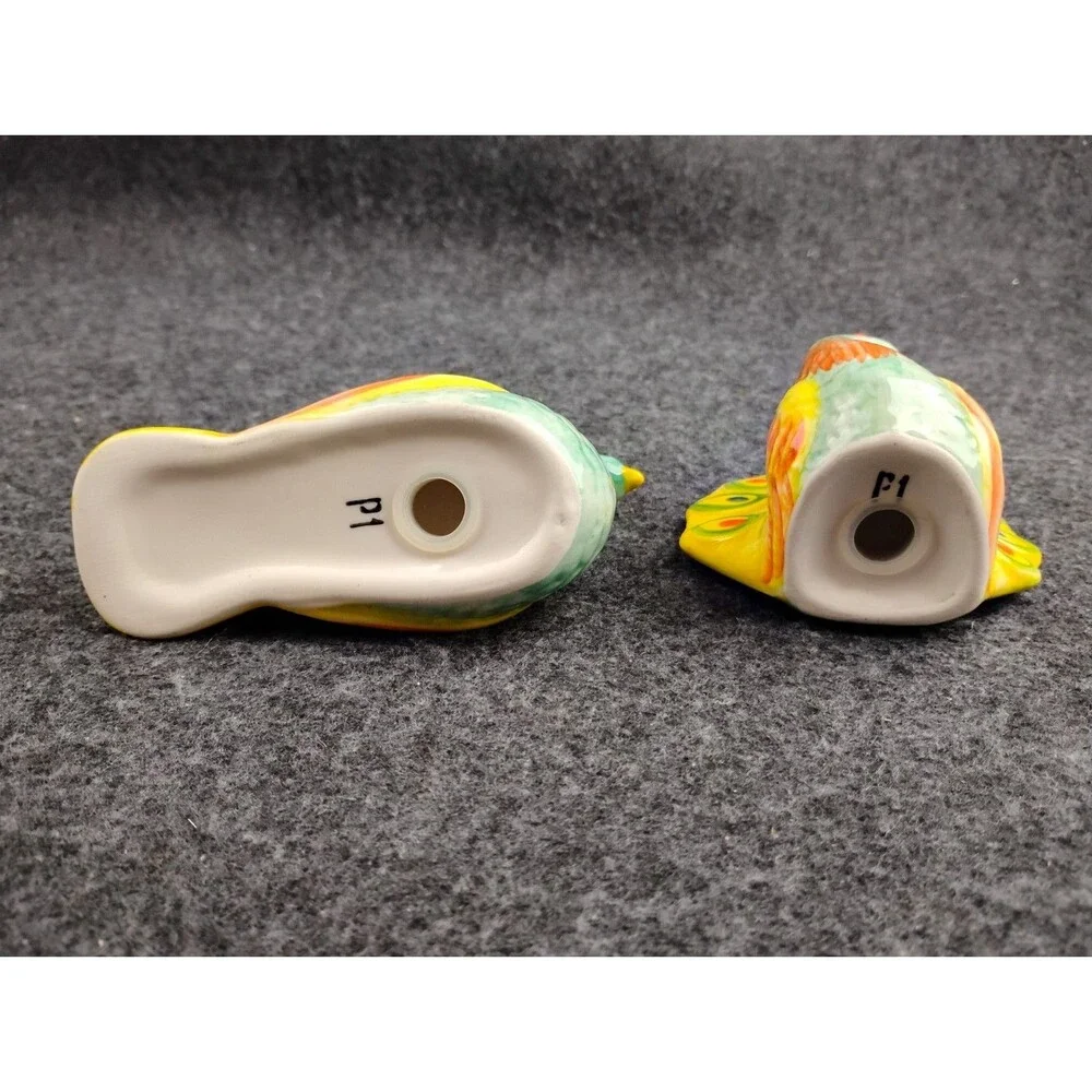 Pier 1 Peacock Salt and Pepper Shakers Colorful Ceramic Set